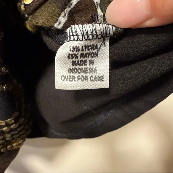 Vintage Sequin Spiral Brown and Black Front Zipper Detail Skirt S - Picture 8 of 9